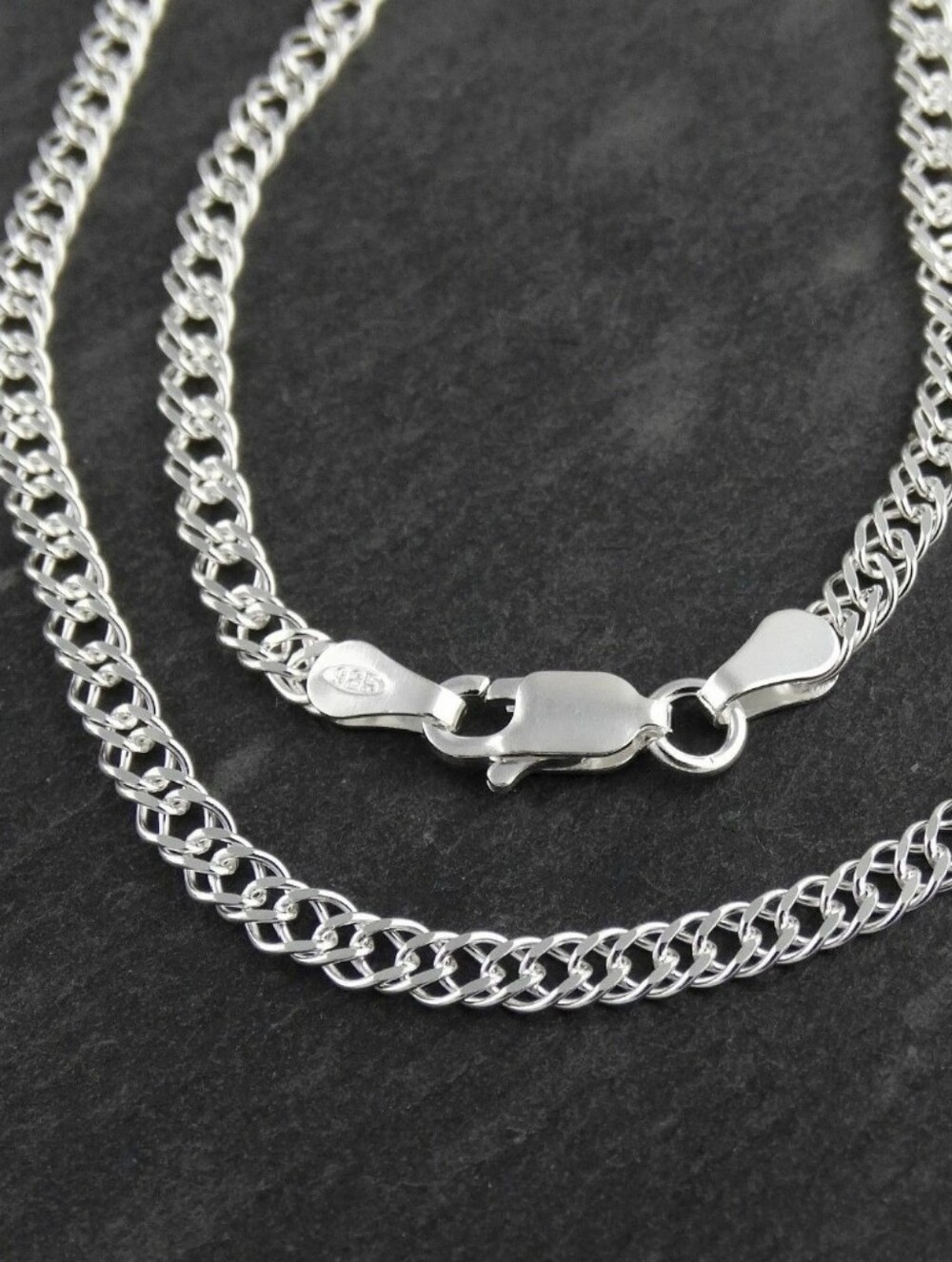 24" - 3.5mm Rombo Link Chain Necklace - 925 Sterling Silver Italian Italy Silver